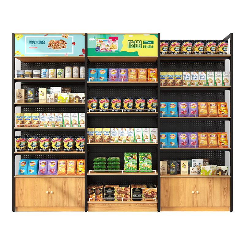 便利店货架超市钢木展示架置物架零食架子烟酒店母婴店单双面货架