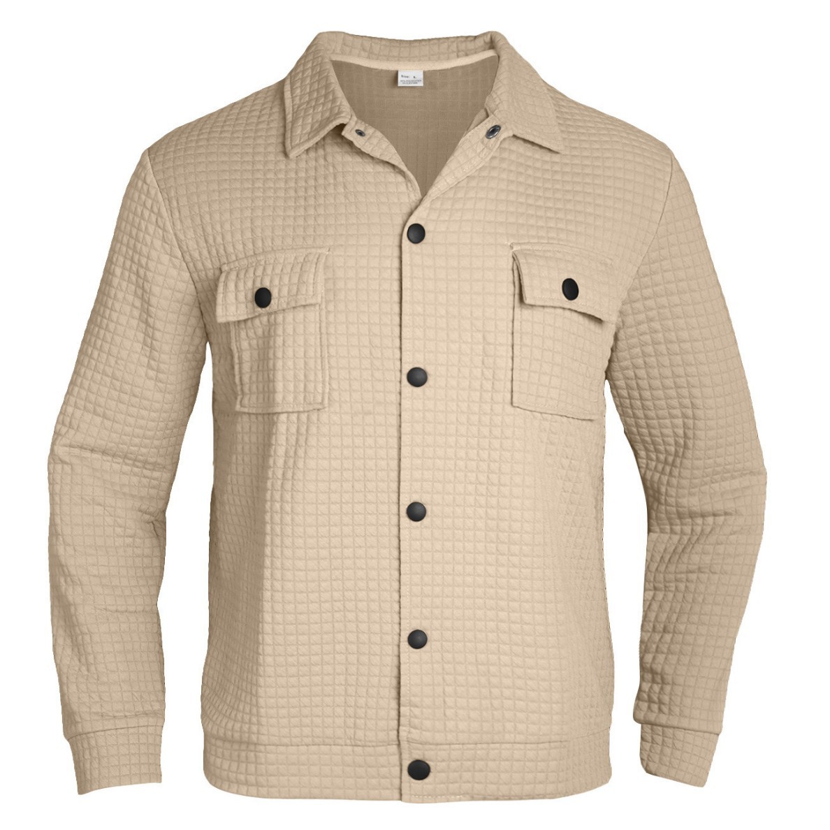 Europa y los Estados Unidos transfronterizos nuevos abrigos de viaje primavera y otoño comercio exterior Jacquard casuaje pequeño cuadrado suelto camisa de trabajo de punto hombre