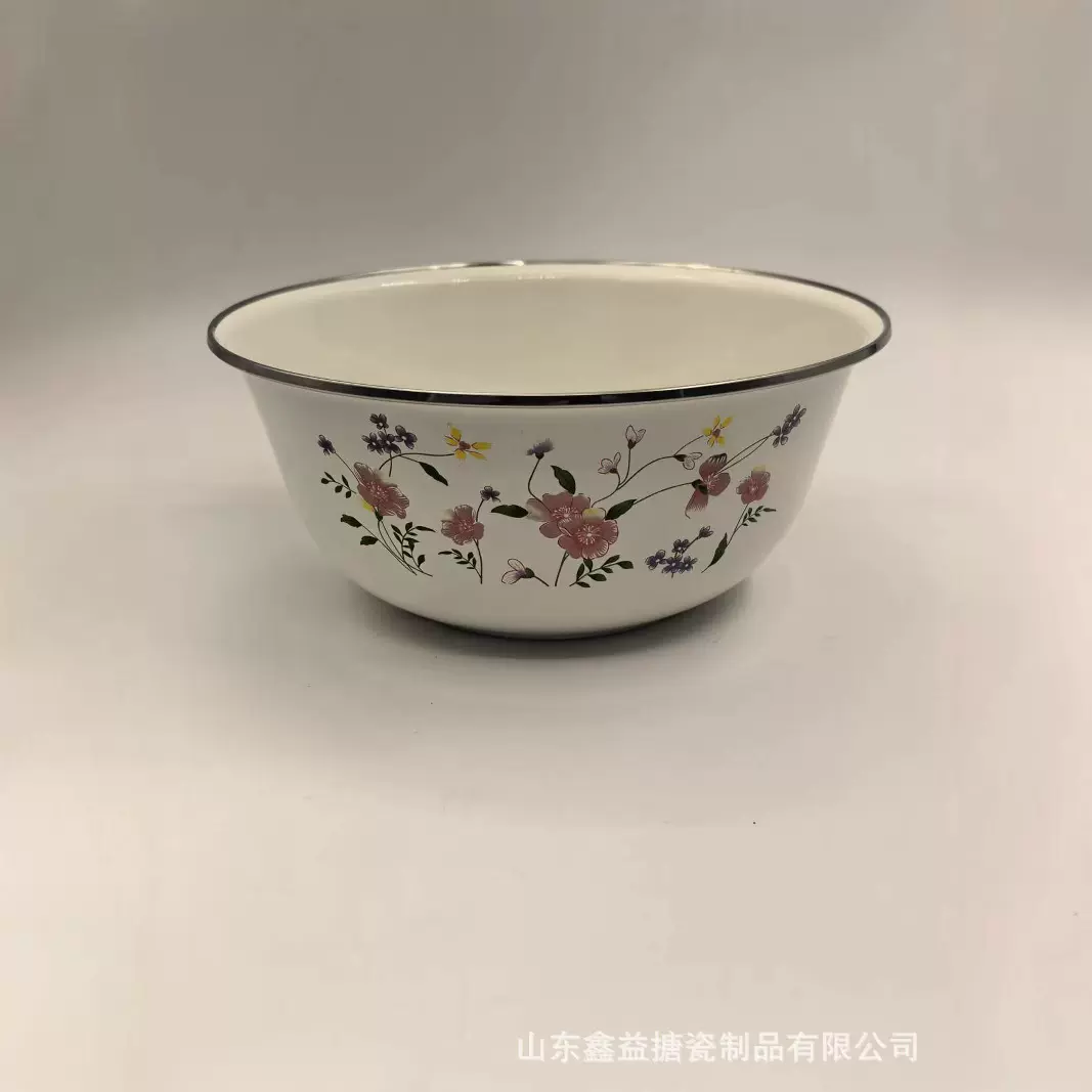 搪瓷盆带盖食品级加厚搪瓷碗老式猪油盆家用荤油罐洋瓷盆