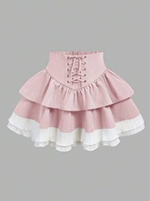 X 19145 Bow Tie Spliced Top and Skirt ������ƴ�����¶�ȹ