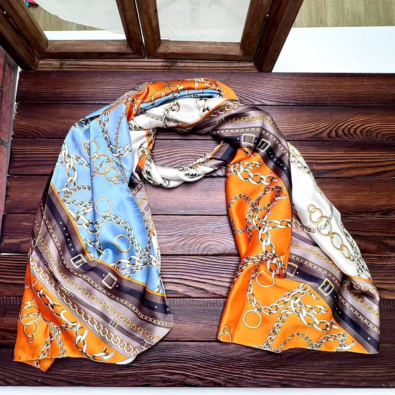 Cachecol de seda estampado feminino écharpe longa e leve_voghion.com