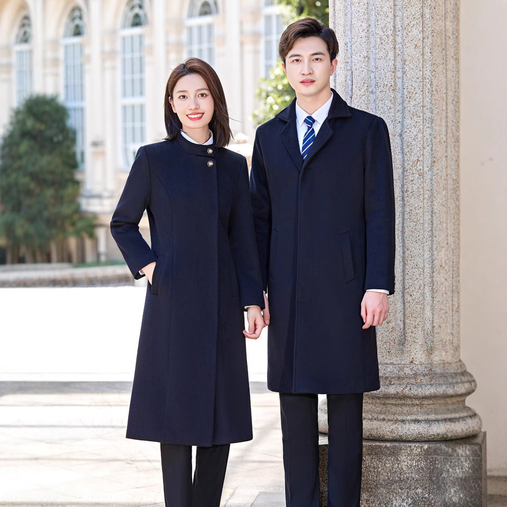 Wool Coat Coat Women's Winter Thickened Hotel Front Desk Reception Tooling Business Wear Sales Department Stewardess Work Clothes