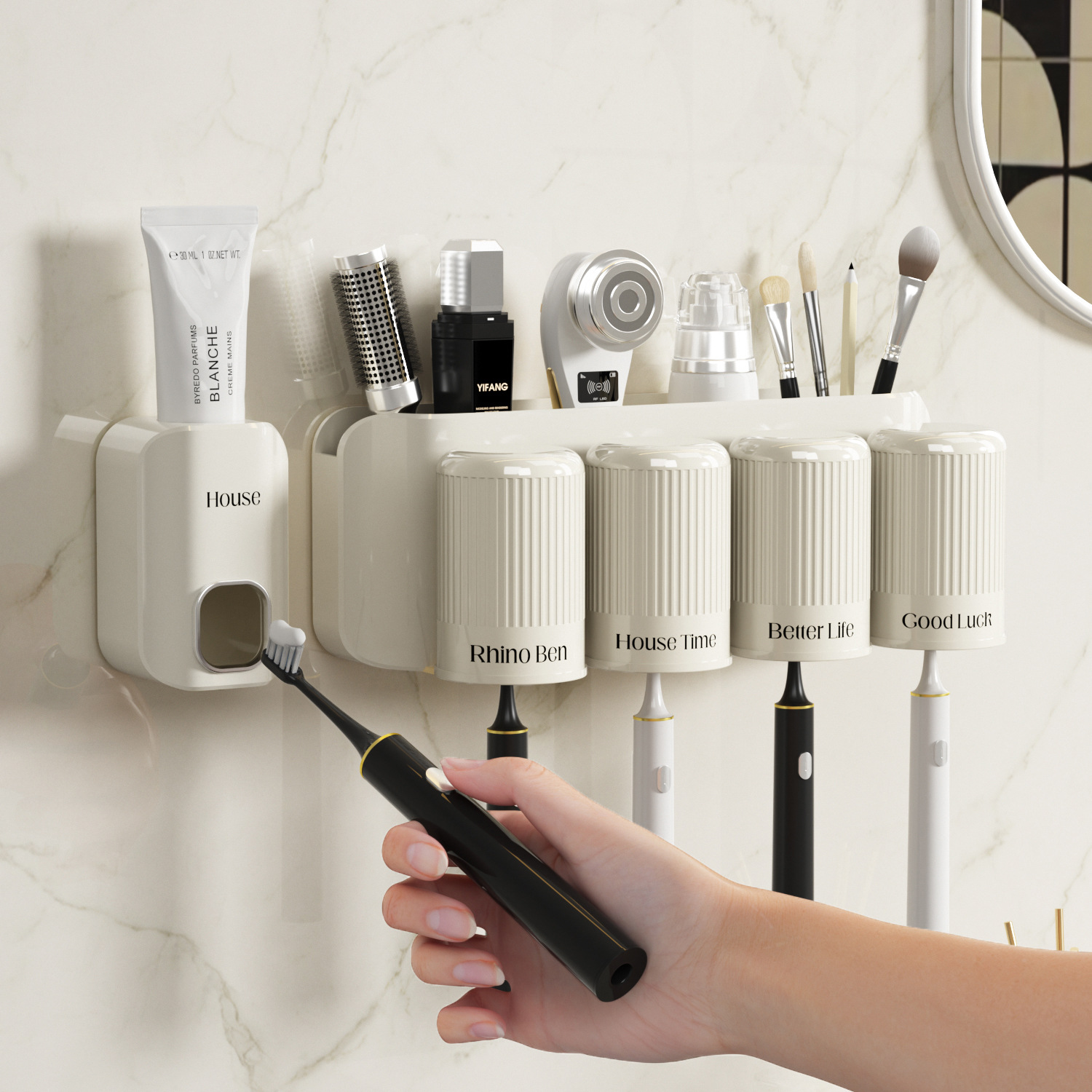 Household punch-free toothbrush cup holder bathroom brushing cup toothpaste squeezer wash set