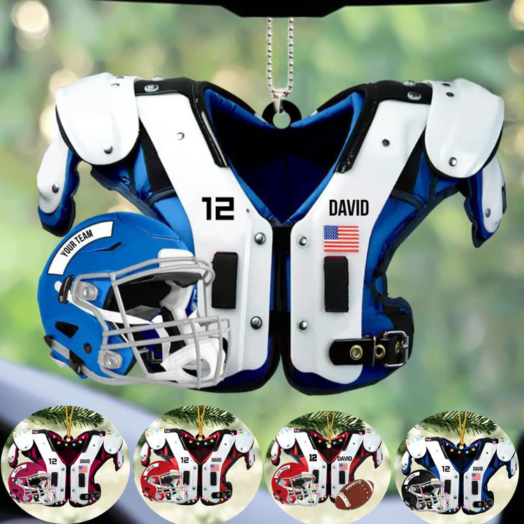 Cross-border Christmas Tree New Products Athlete Gown Flat Decorative Pendant American Football Shoulder Pad and Helmet Pendant