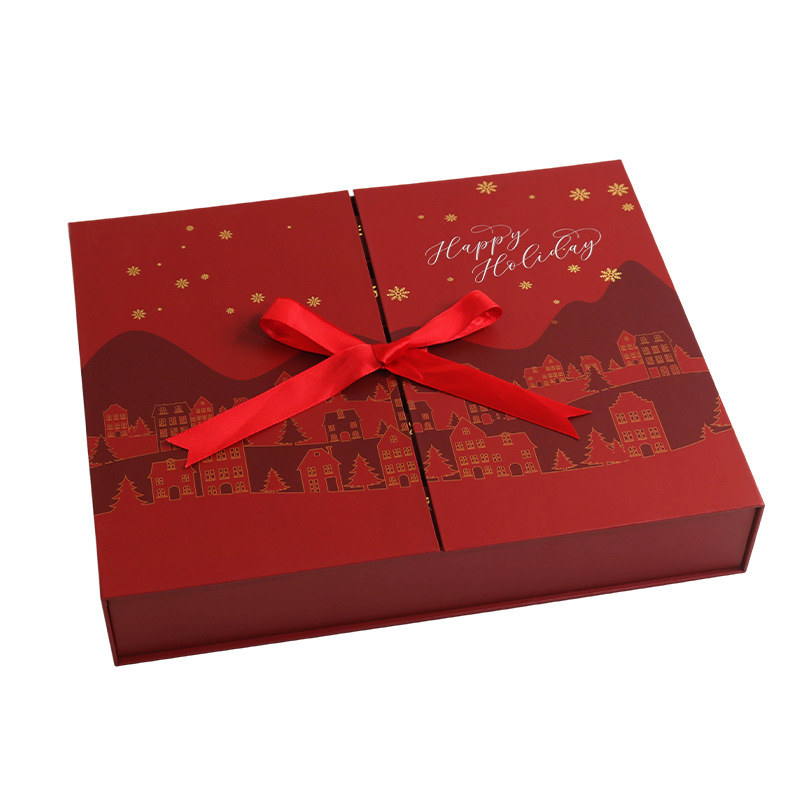 Navidad 24 días regalos de calendario cajón pequeño cajas ciegas de doble puerta caja de embalaje cosmético personalizada