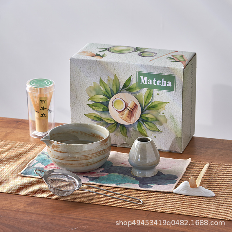 日式粗陶茶宪立 创意百本立抹茶刷托 茶道配件陶瓷窑变复古茶宪托|undefined