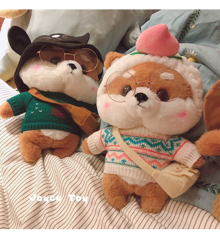 智贝详情图_15ins网红柴犬公仔换装穿衣狗狗玩偶秋田布娃娃