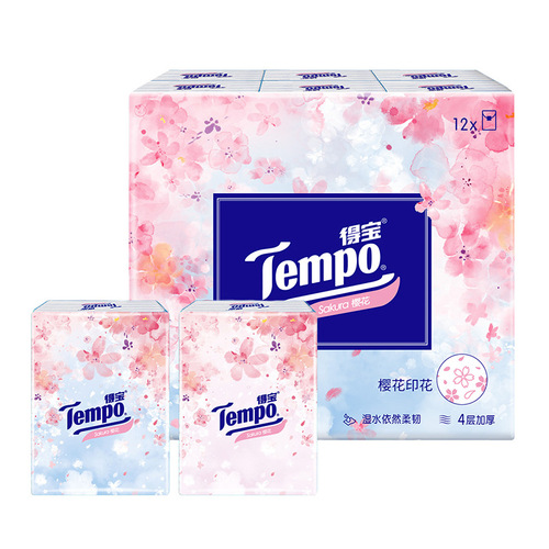 Tempo Treasure 12 Pack Facial Tissues Cherry Blossom Scent Portable Tissues T0131 Napkin Facial Tissue Family Size