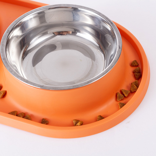Pet slow food bowl, dog basin, dog supplies, cat food bowl, small and large dog anti-knock over, anti-choking slow food double bowl