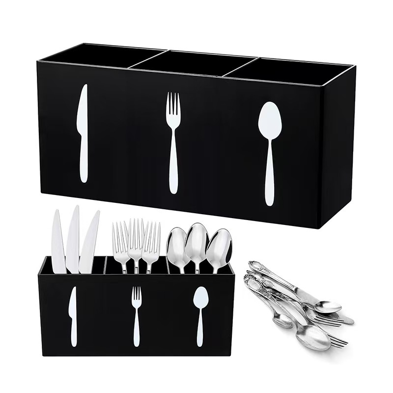 亚克力餐厅刀叉勺子收纳架筷子筒汤匙收纳盒筷子沥水架勺子置物架