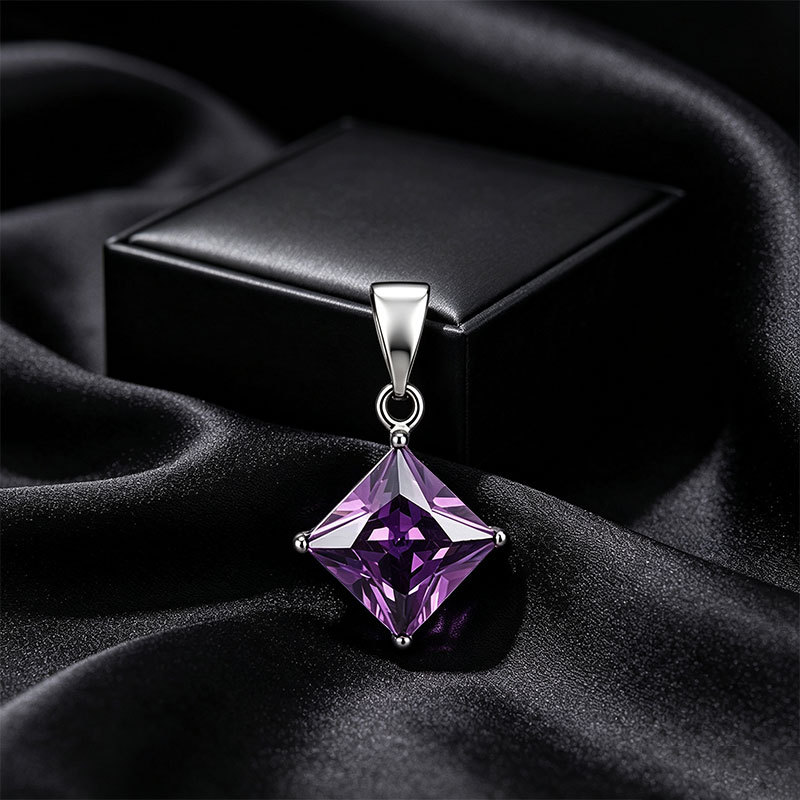 Colgante Geométrico Cuadrado para Mujer de Aleación de Cobre con Piedra Preciosa Sintética