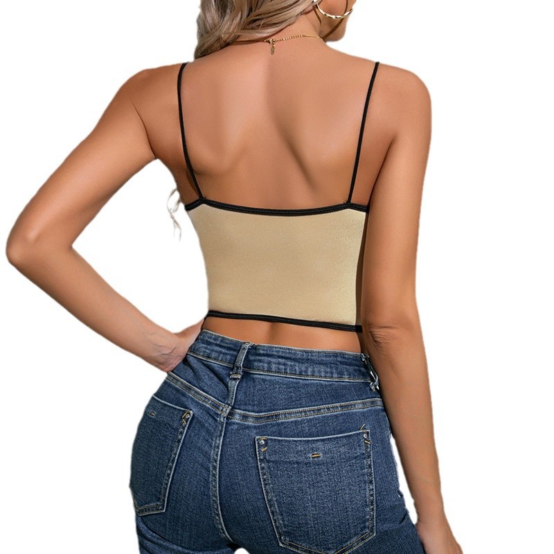 Top camisola ajustado sin espalda para mujer, sexy, de terciopelo con encaje, novedad de otoño, superventas transfronterizo