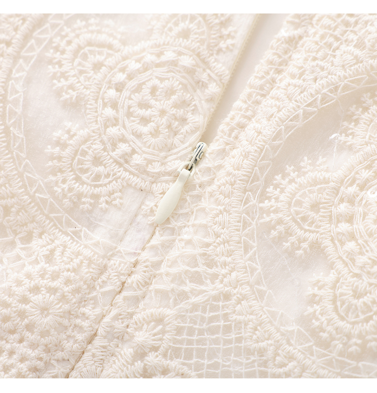 Đầm nữ tay ngắn thêu sequin cotton, thắt lưng eo phong cách Pháp — màu mơ chi tiết 22
