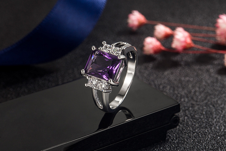 Fashion Square Copper Rings Inlay Zircon Copper Rings