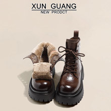 真皮马丁靴女2025秋冬季新款加绒加厚保暖东北大棉鞋厚底雪地靴子