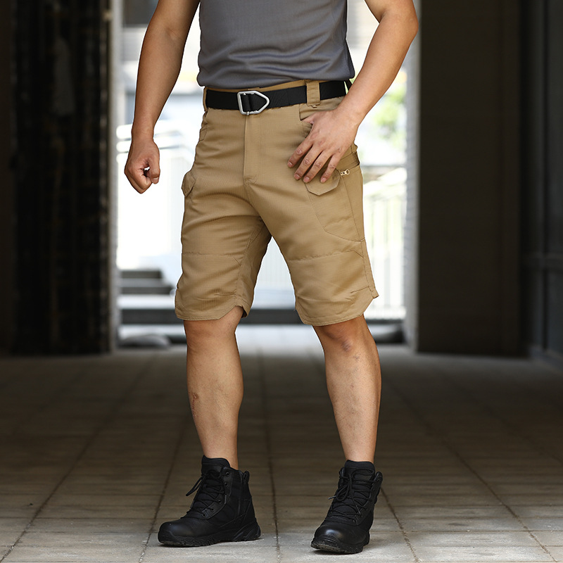 Fans militares tácticos pantalones cortos de camuflaje resistentes al desgaste pantalones de cinco puntos para hombres, montañismo al aire libre urbano de verano, pantalones de herramientas impermeables y transpirables