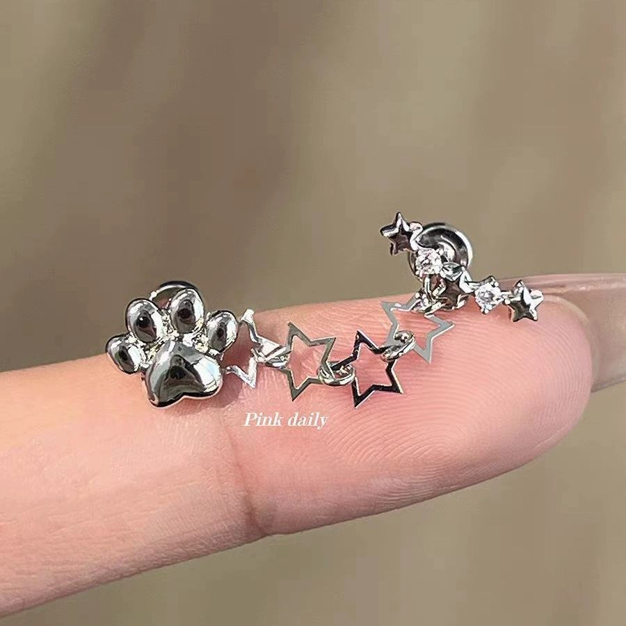Коготь кошки, цепь звезда, ухо кость ноготь двойное прохождение, уникальная цепь кости уха, медицинская титановая сталь, без заушек