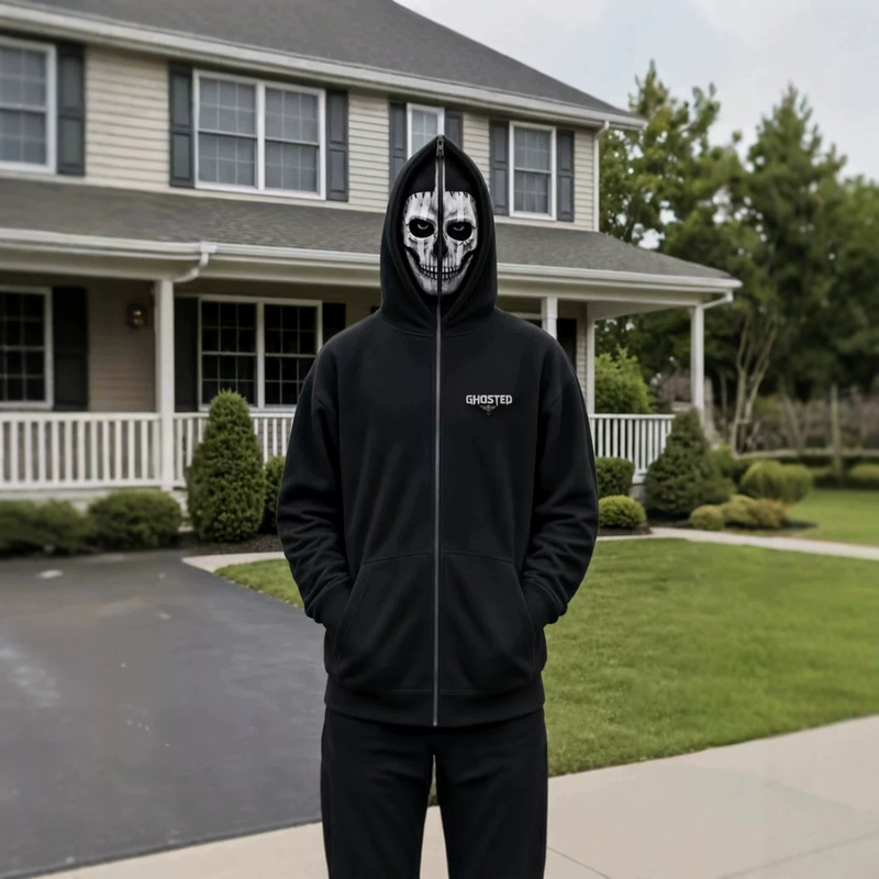 Cross-border men's street style cardigan hooded sweatshirt, European and American Halloween horror movie character hooded zip-up jacket Cross-border men's street style cardigan hooded sweatshirt, European and American Halloween horror movie character hooded zip-up jacket