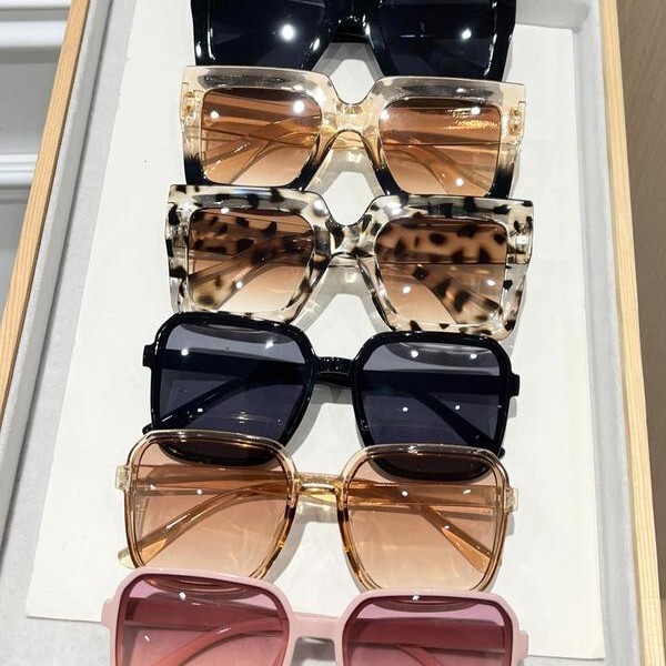 Square large-frame sunglasses for women, 6-piece set, cross-border best-selling set, UV protection, sun protection sunglasses