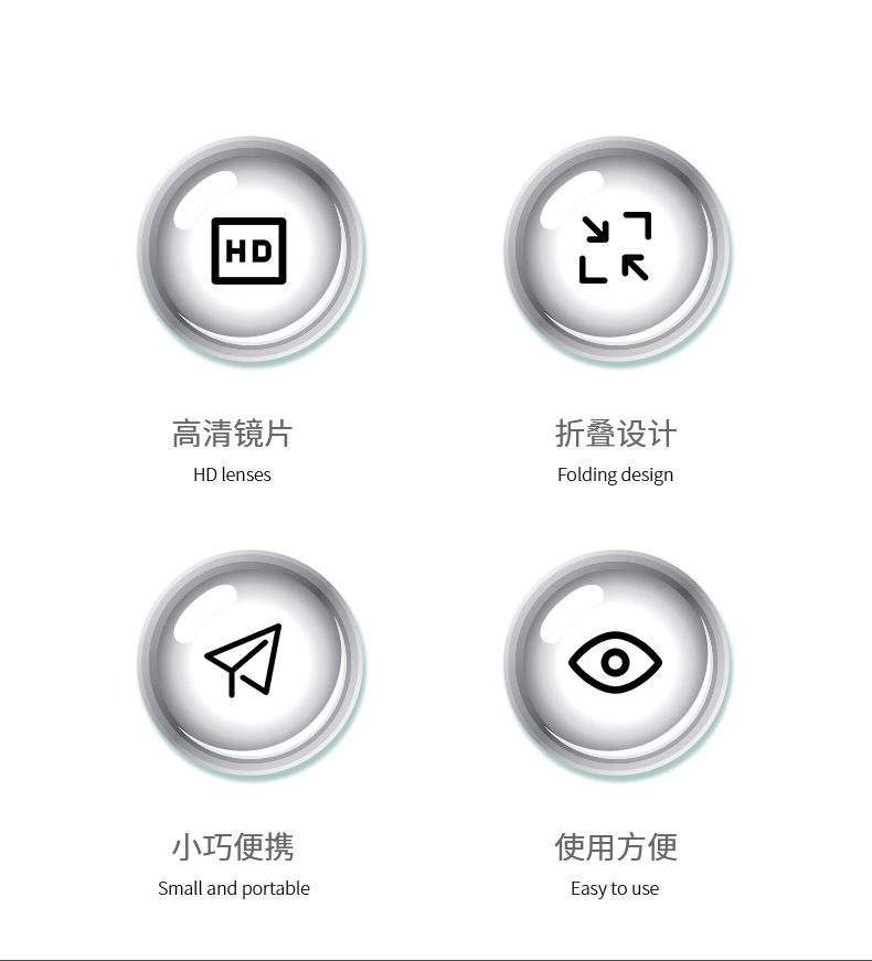 FaSoLa创意折叠放大镜高清亚克力镜片老人读报便携钥匙扣放大镜详情3