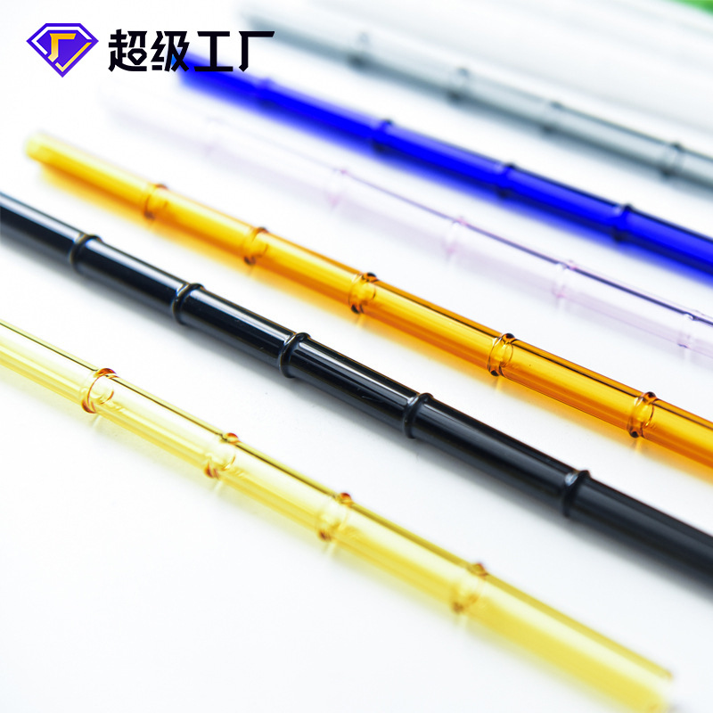 Heat-resistant bamboo glass straw high borosilicate glass colored straw direct sale for pregnant women and children juice drink manufacturers