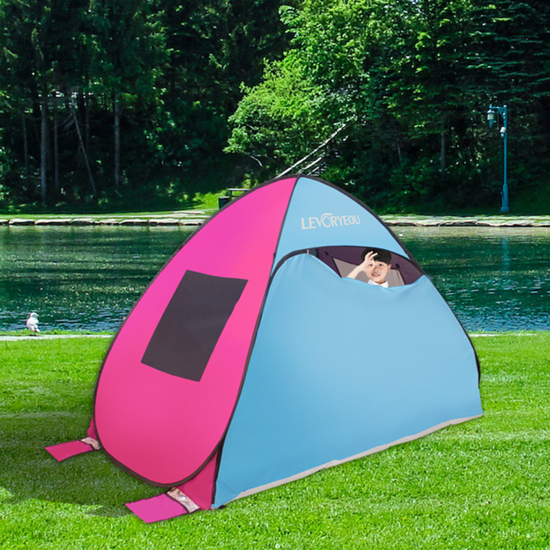 Outdoor beach tent quick-opening automatic pop-up simple awning seaside leisure pergola with double doors and double windows
