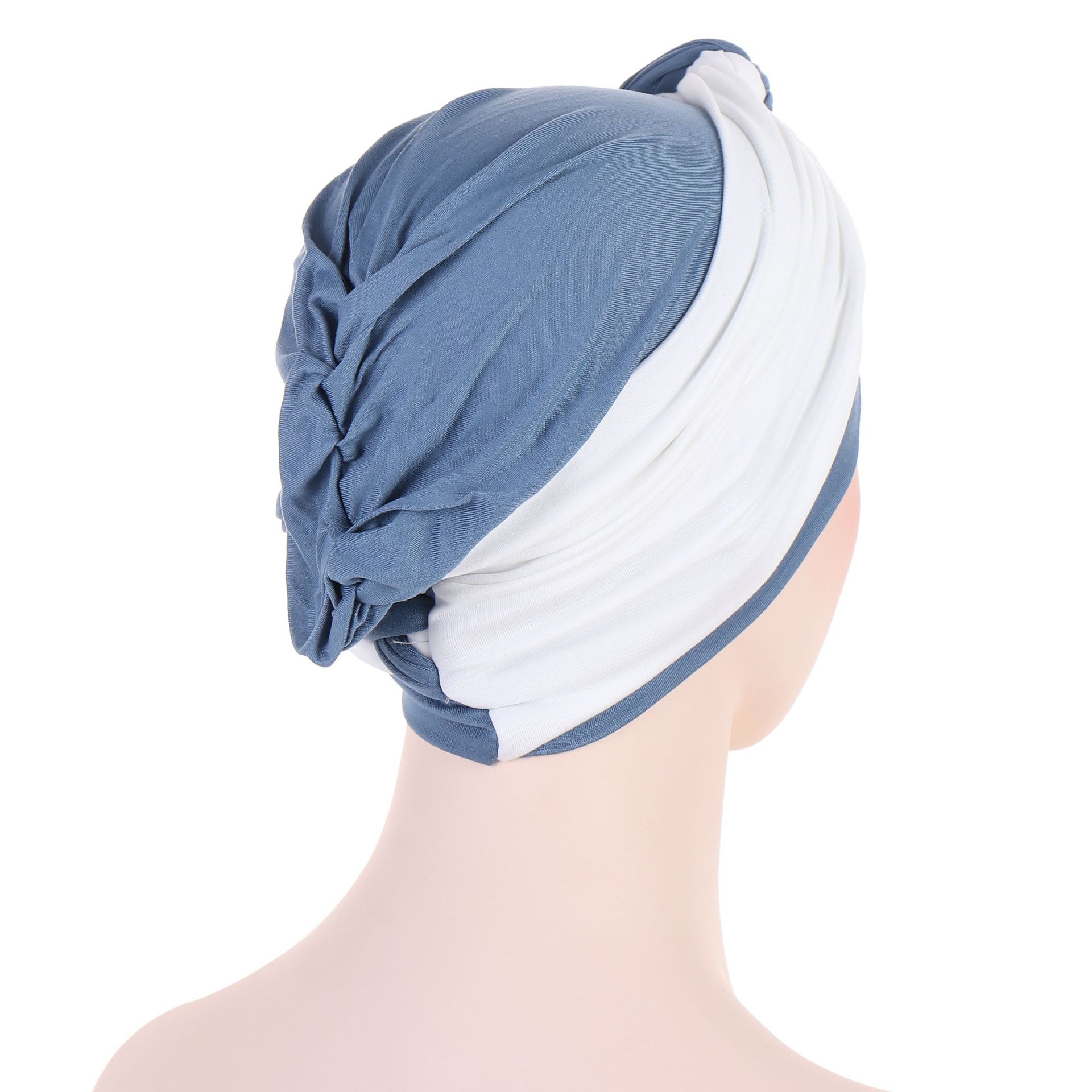 new color-blocked side braid soft turban cap Muslim chemotherapy cap cross-border pullover cap Baotou cap_voghion.com