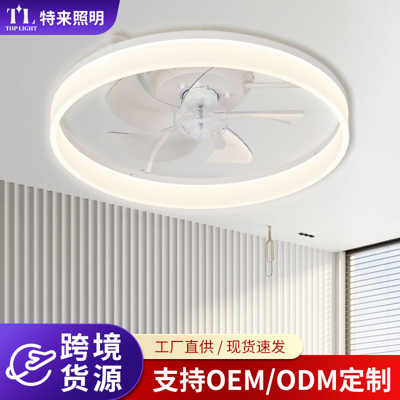 Ventilador de Techo con Luz de Acrílico y Plástico, Inteligente, Frecuencia Variable, para Sala de Estar y Dormitorio