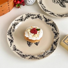 フランスのレトロな食事皿高級感皿皿家庭用儀式感朝食皿陶磁器デザートステーキパスタ皿