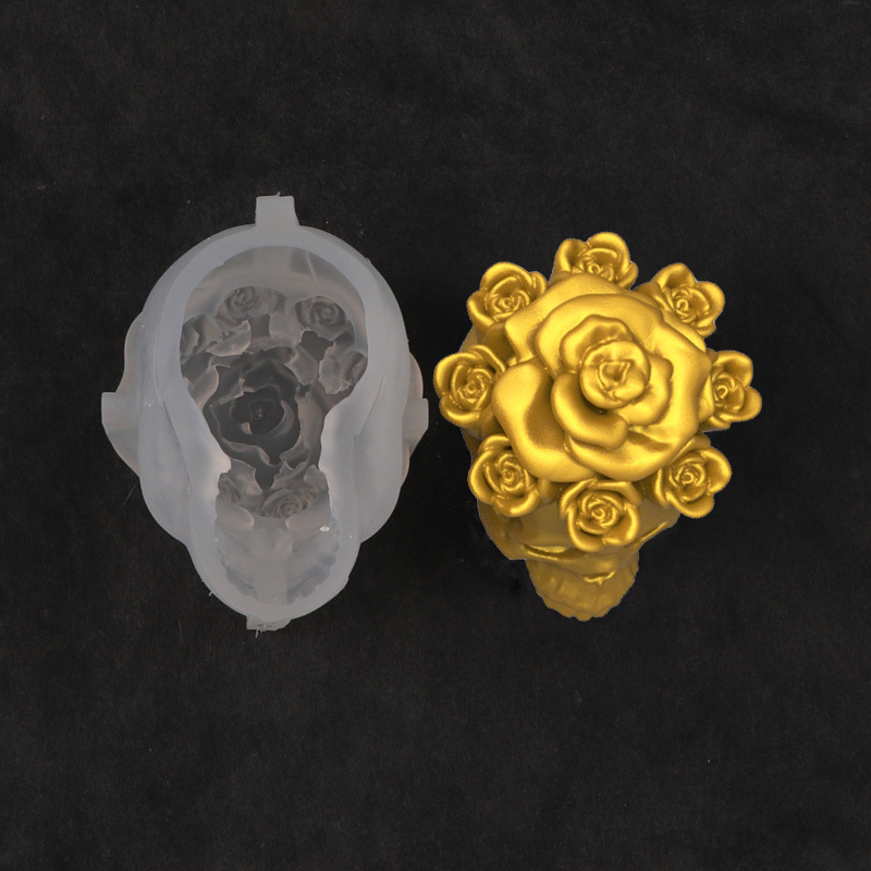 3D Rosa cráneo silicona molde aromaterapia vela molde