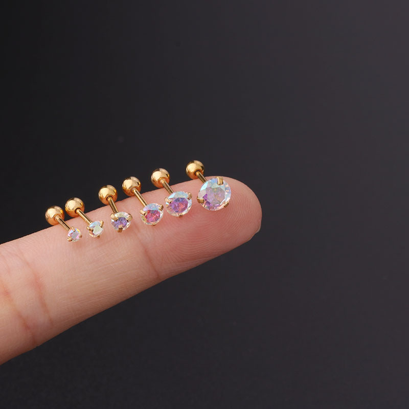 Stud Earrings Round Zircon Gold Plated Twisted Earbone Nail Set_voghion.com