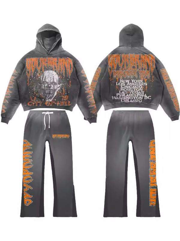 American Men's Printed Oversized Street Clothing Cotton Sweatshirt Manufacturers High-quality Straight Leg Bagged Sweatpants