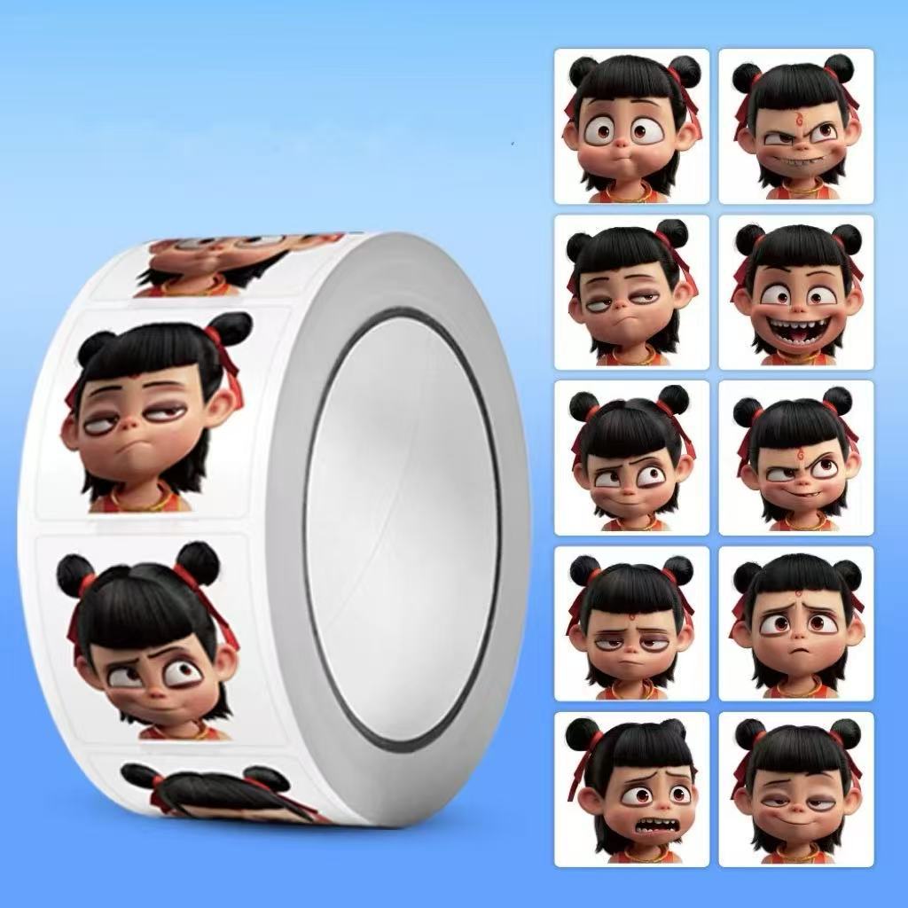 Nezha roll roll calcomanías ins estilo explosivo de alto valor lindo decoración dibujos animados anime cinta divertida y calcomanías selladas para estudiantes
