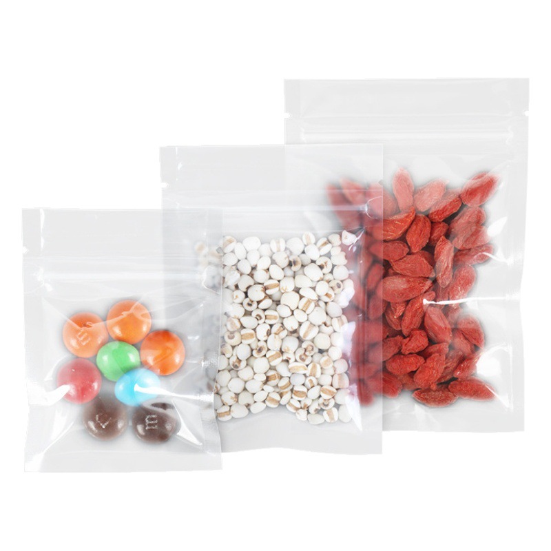 Bolsa autosellada mate de tres lados grande personalizada Bolsa sellada de alimentos esmerilada Bolsa sellada de plástico transparente Bolsa sellada de fondo plano de 20 seda