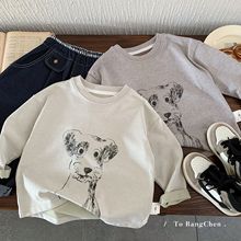 邦诚男童T恤2025秋季新款韩版儿童卡通小狗长袖打底衫宝宝童装潮