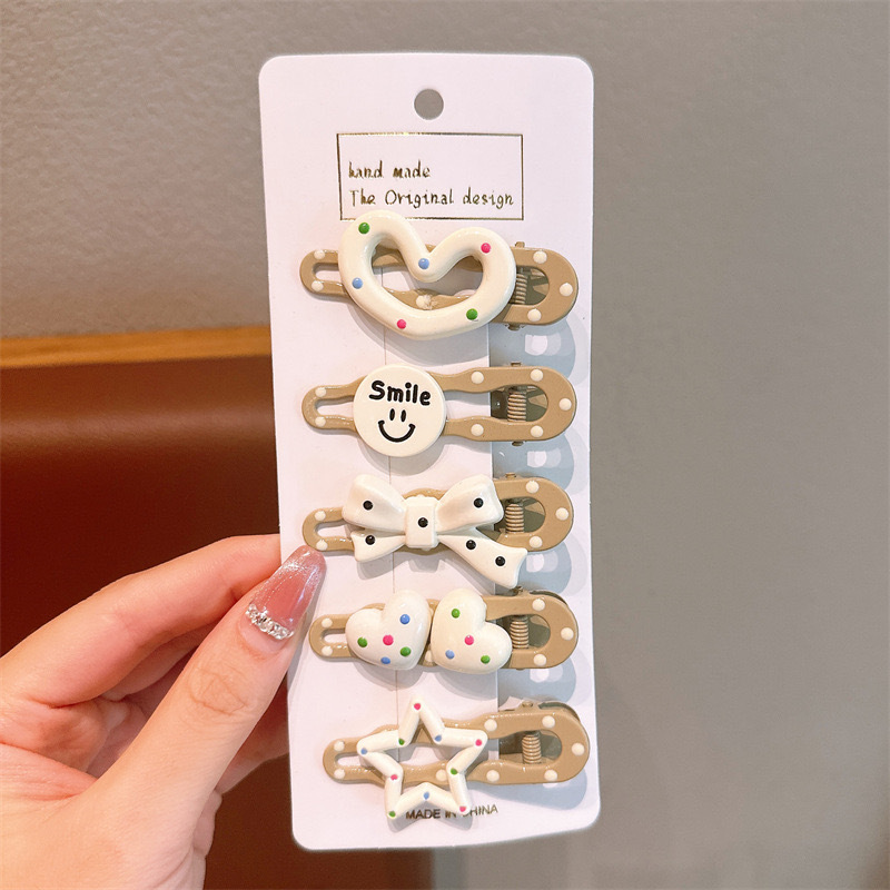 2024 nueva tarjeta de cabello dopamina clip de cabello para niños adorable punto de onda frente clip de cabello pequeño clip de borde de frangeo