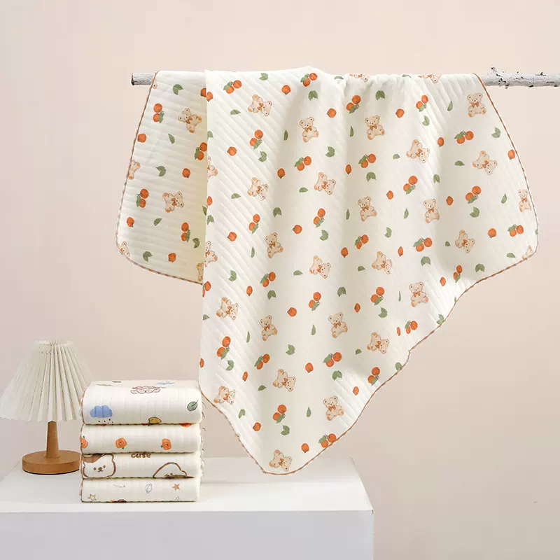 新款米色夹棉包单全棉针织儿童包被秋冬加厚新生儿产房包巾襁褓巾