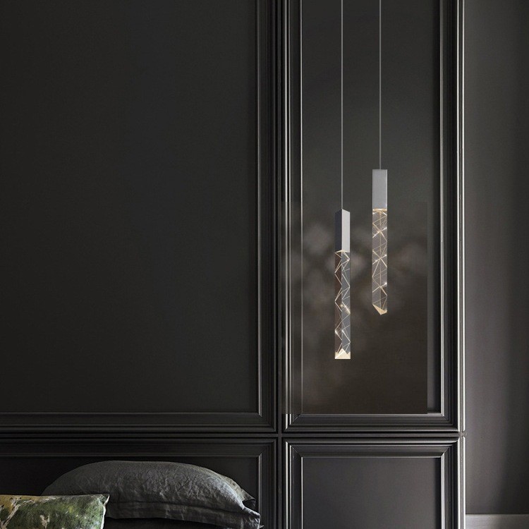 Lámpara luminosa de cristal giratoria escalera de sala de estar nórdica lámpara de cristal dúplex lujosa barra de la villa simple elegir restaurante