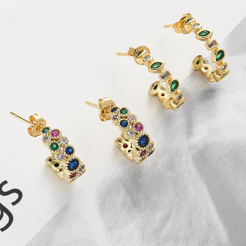 Geometric Pattern 1 Pair Modern Style Classic Style Geometric 304 Stainless Steel Zircon Ear Studs