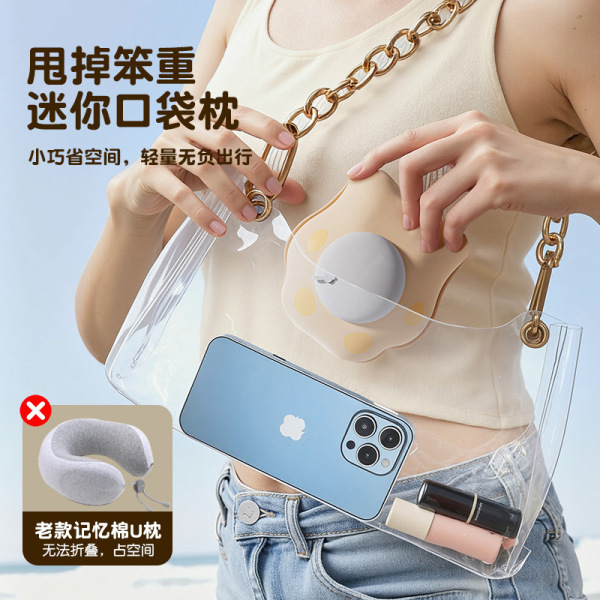 Handheld foldable pillow for traveling PVC