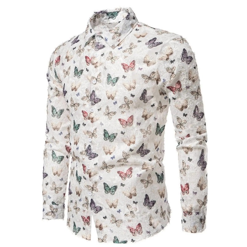 Stretch Bamboo Knot Stretch Bamboo Knot 2025 Fashion Versatile Butterfly 3D Print Men's Long Sleeve Shirt Casual Party Street Stretch Bamboo Knot Stretch Bamboo Knot 2025 Fashion Versatile Butterfly 3D Print Men's Long Sleeve Shirt Casual Party Street