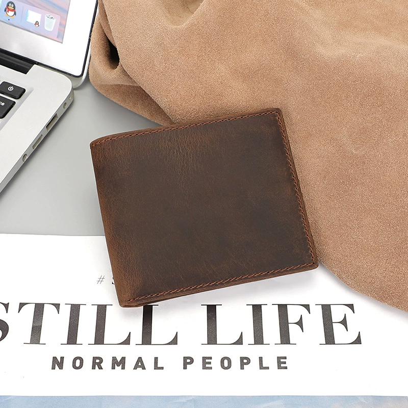 Новый стиль ретро мужской кожаный кошелек фабрика трансграничная оптовая продажа сумасшедшая кожа лошади короткий мульти-кард