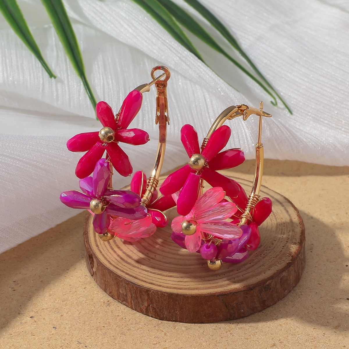 20g Weight 304 Stainless Steel Ear Needle Material Earrings Classification 1 Pair Quantity Holiday, Travel Occasion Artificial Crystal Material Flower Pattern All Seasons Season Women's Gender Vacation, Classic Style Style 1 Pair Vacation Classic Style Flower Artificial Crystal Earrings 15