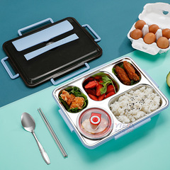 希益嘉304不鏽鋼餐盒多格隔熱飯盒便攜宿舍食堂便當創意帶飯餐盤