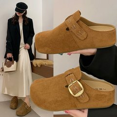 勃肯半拖鞋懒人一脚蹬2025秋季新款复古厚底包头拖鞋女外穿勃肯鞋