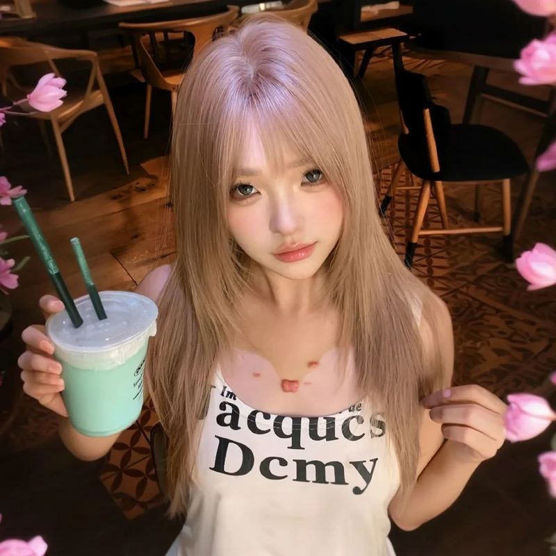 【提拉米苏】假发女刘海高层次粉棕色网红减龄显脸小自然全头套式|undefined