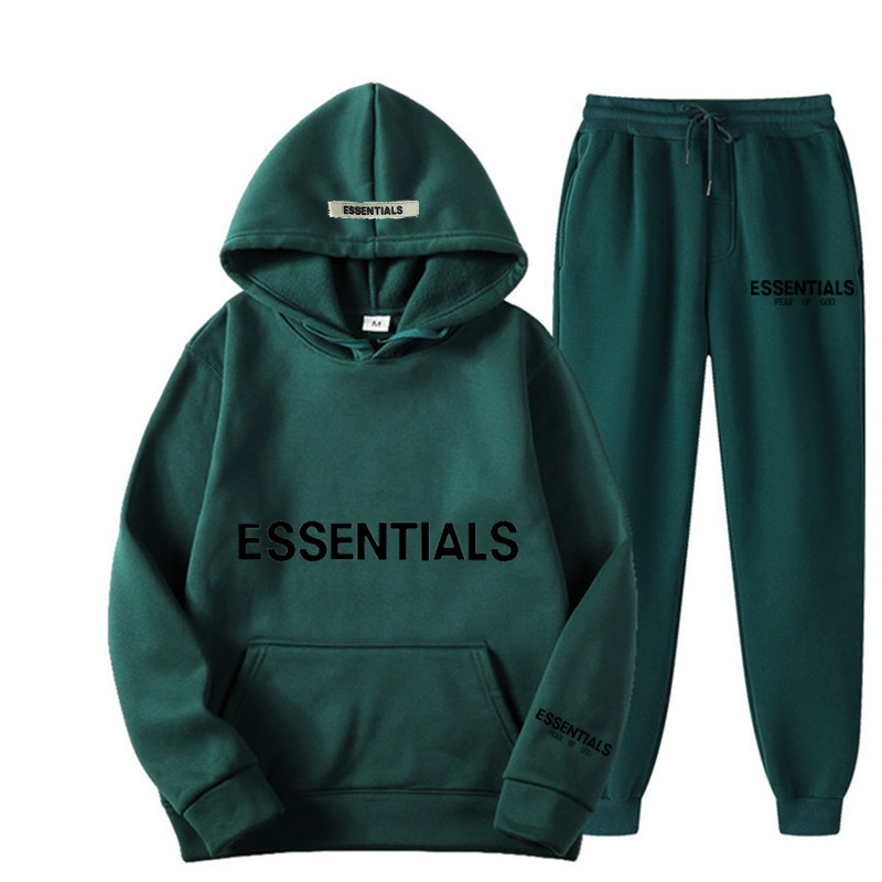TEMOR DE DIOS doble línea Essentials Zambia moda marca pecho impreso LOGO pareja HOODIE sweater NIEBLA