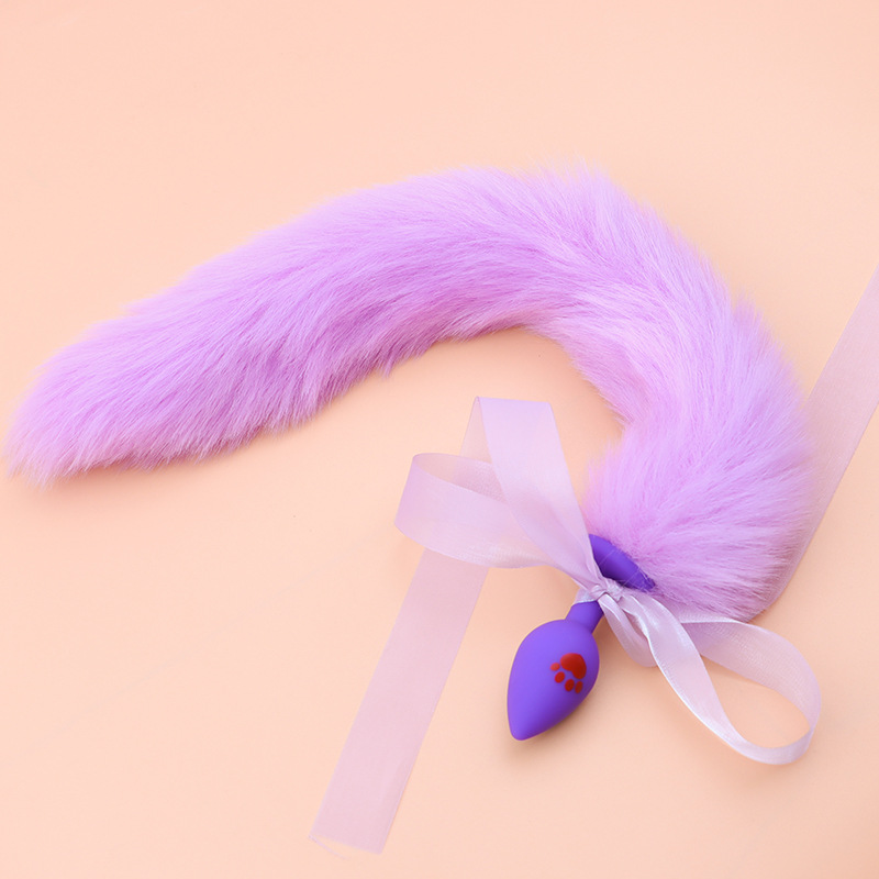 Cat Claw Anal Plug with 40 cm Fox Tail and Pink Bow — detail image 8