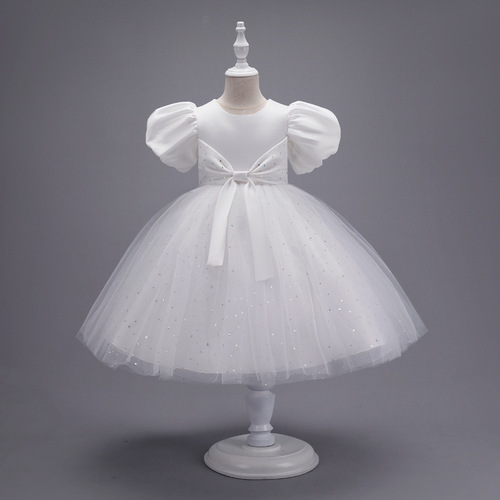 Girls' Party Dresses Princess Skirts New Fashionable Puffy Sleeve Puffy Skirt Flower Girl Wedding Dresses Girls' Piano Performance Dresses 