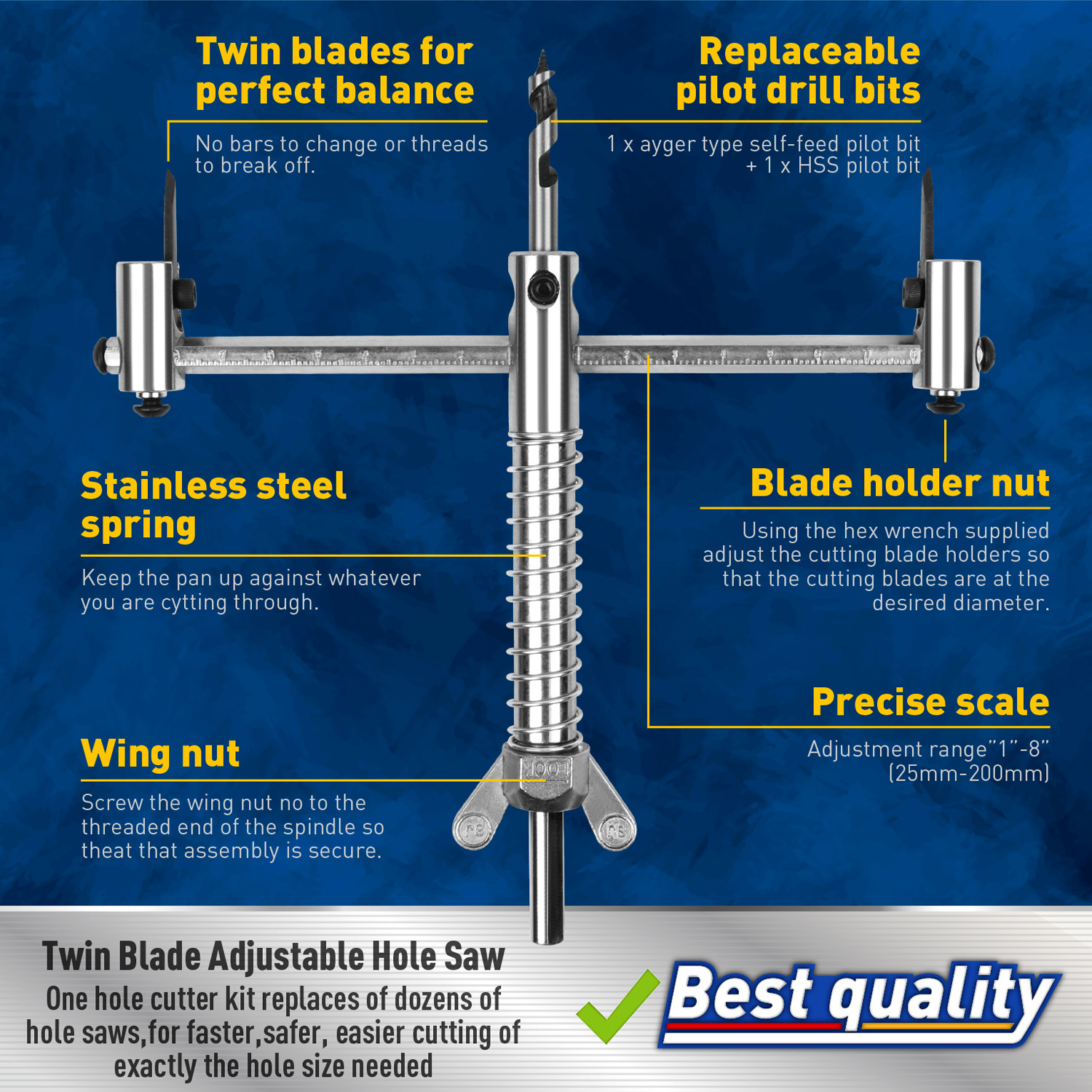 Abridor de agujeros ajustable sierra de banda ABS cubierta de polvo y herramienta de perforación de rodamientos de bolas resistentes